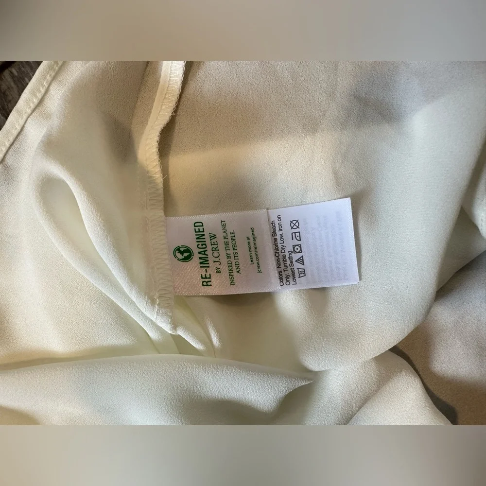 J. Crew NWT Ivory Ruffle Tie-neck‎ Top sz S